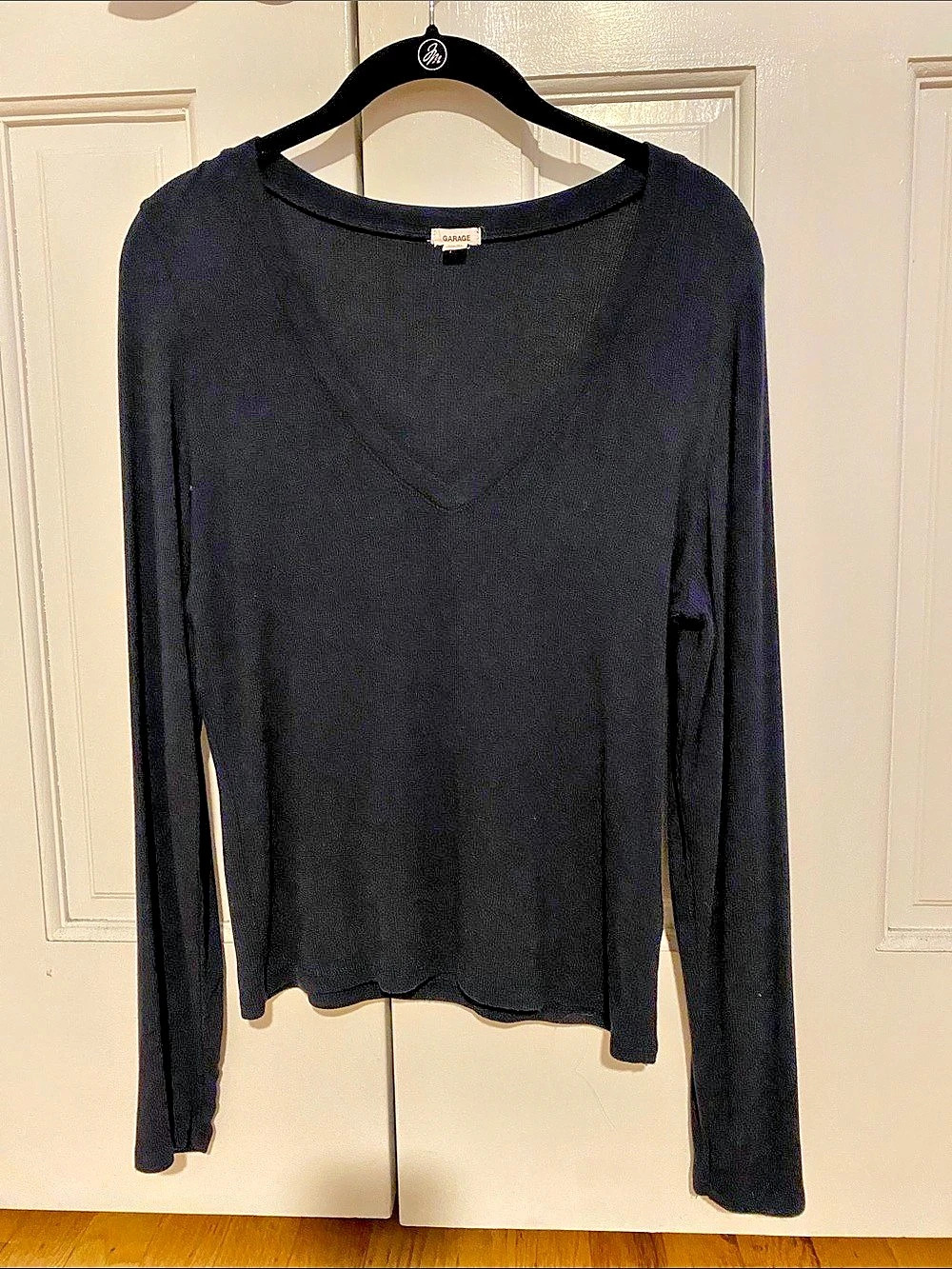 Garage Navy Long Sleeve Top Like New